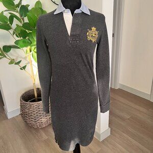 Polo Ralph Lauren Polo Dress Womens Small Gray Crest Equestrian Preppy Coastal